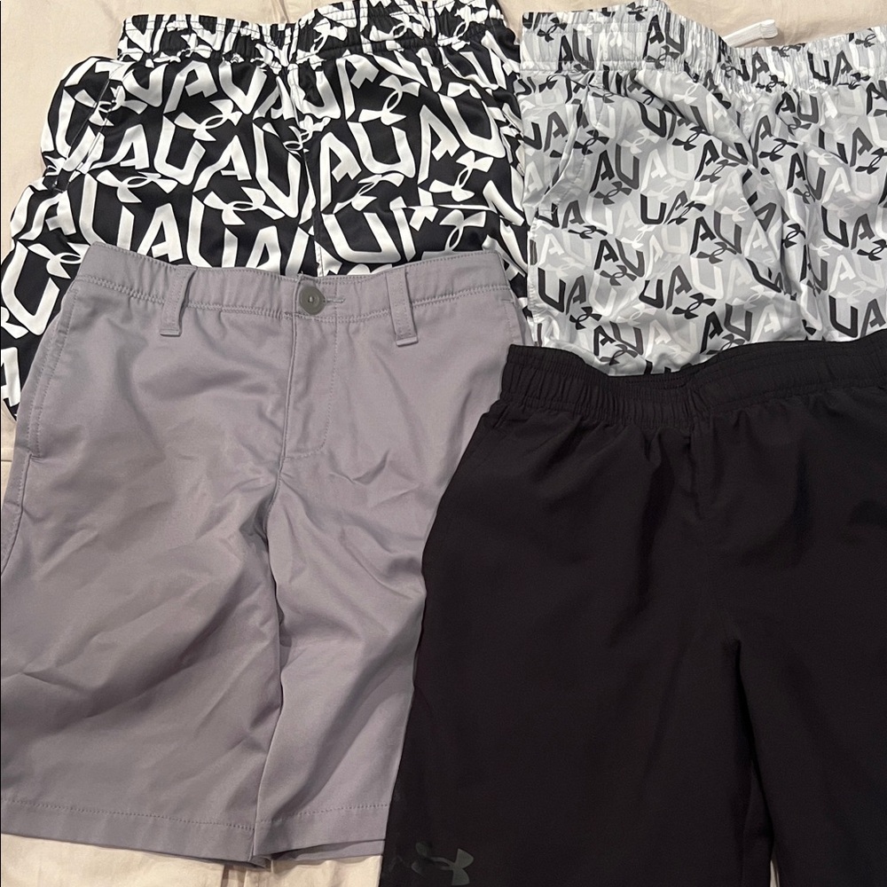 Under Armour Men's Shorts Trio in Black, Gray, and White